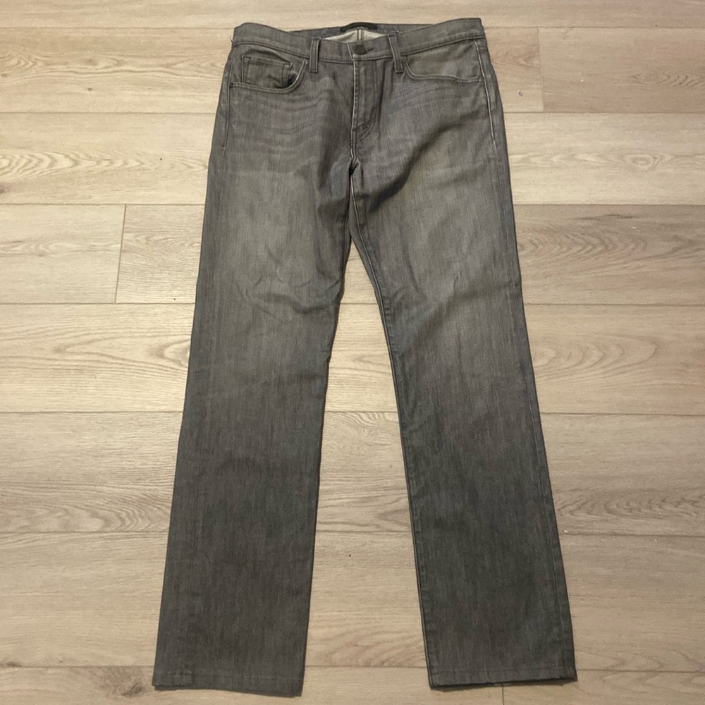 This pair of j brand jeans, are in decent condition and comes in a light grey.